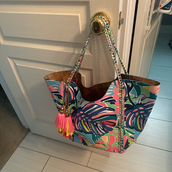 Lily's Pad Rescue Pink & Blue Logo Large Tote Bag
